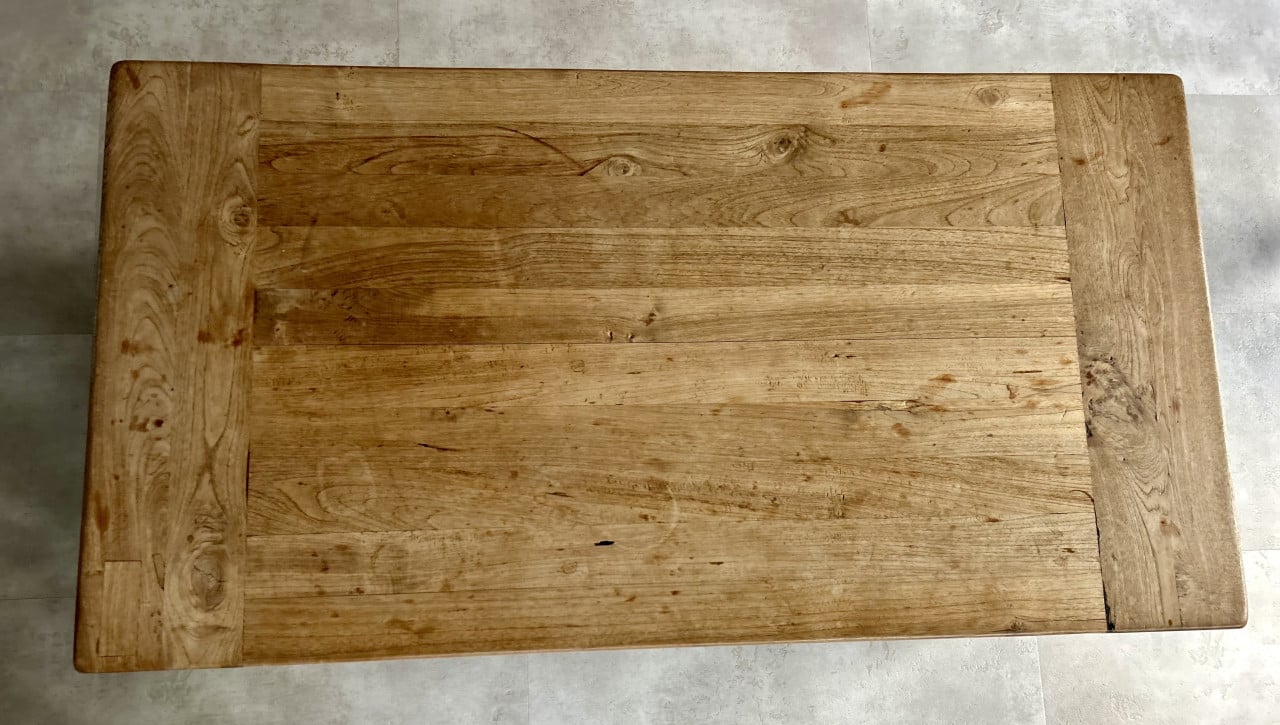 Robuuste, massieve teakhouten kloostertafel salontafel 150x80x47