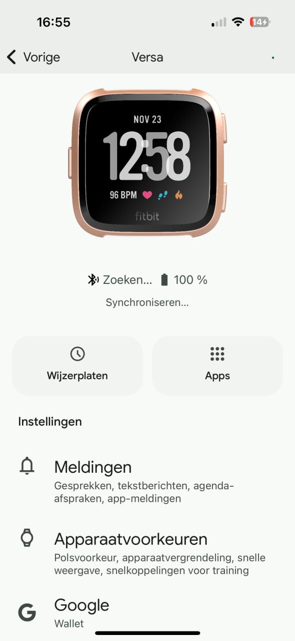 Fitbit Versa met grijs bandje