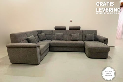 GRATIS LEVERING HEEL NL Groot Grijze Stoffen U Bankstel