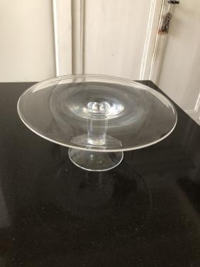 Mooie brocante glazen taartplateau. 25 cm