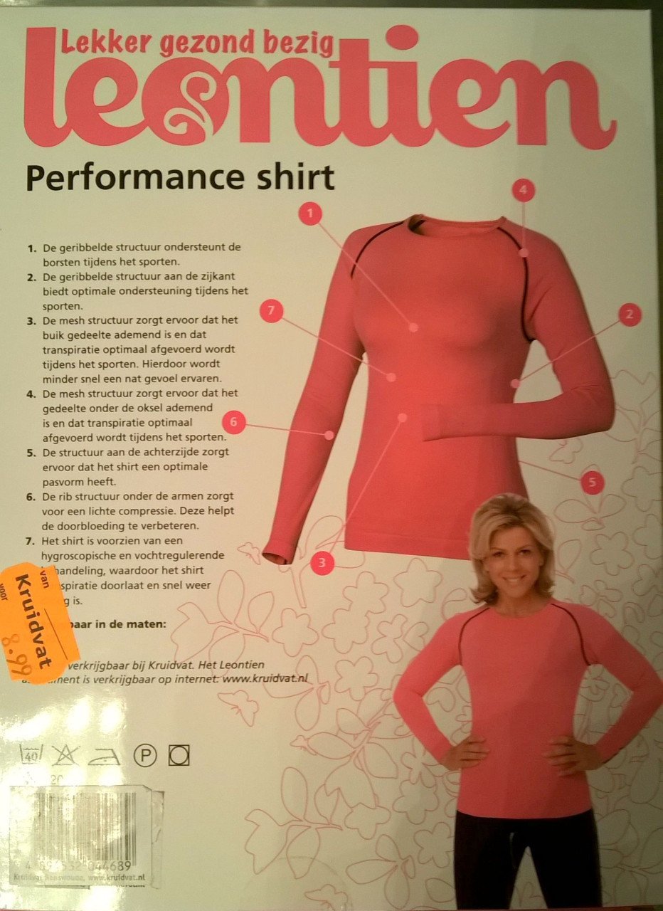 Leontien nieuw performance shirt - fitness - M maar meer S