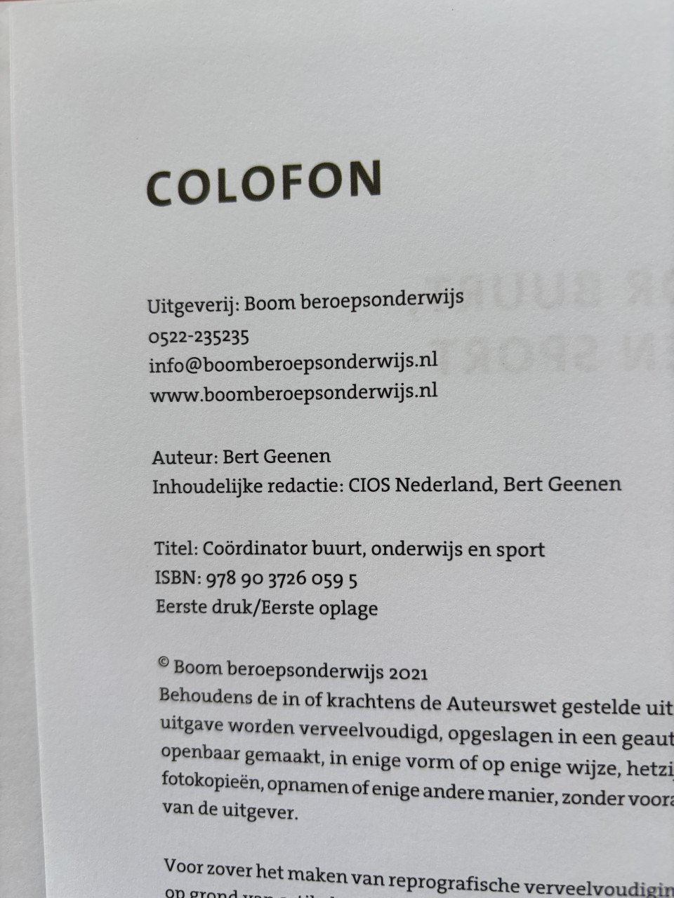 Boeken Cios coördinator buurt onderwijs en sport