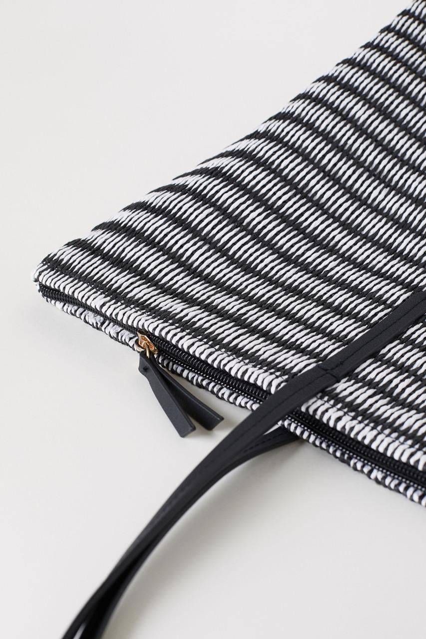 H&M strooien tas shopper zwart-wit - NIEUW