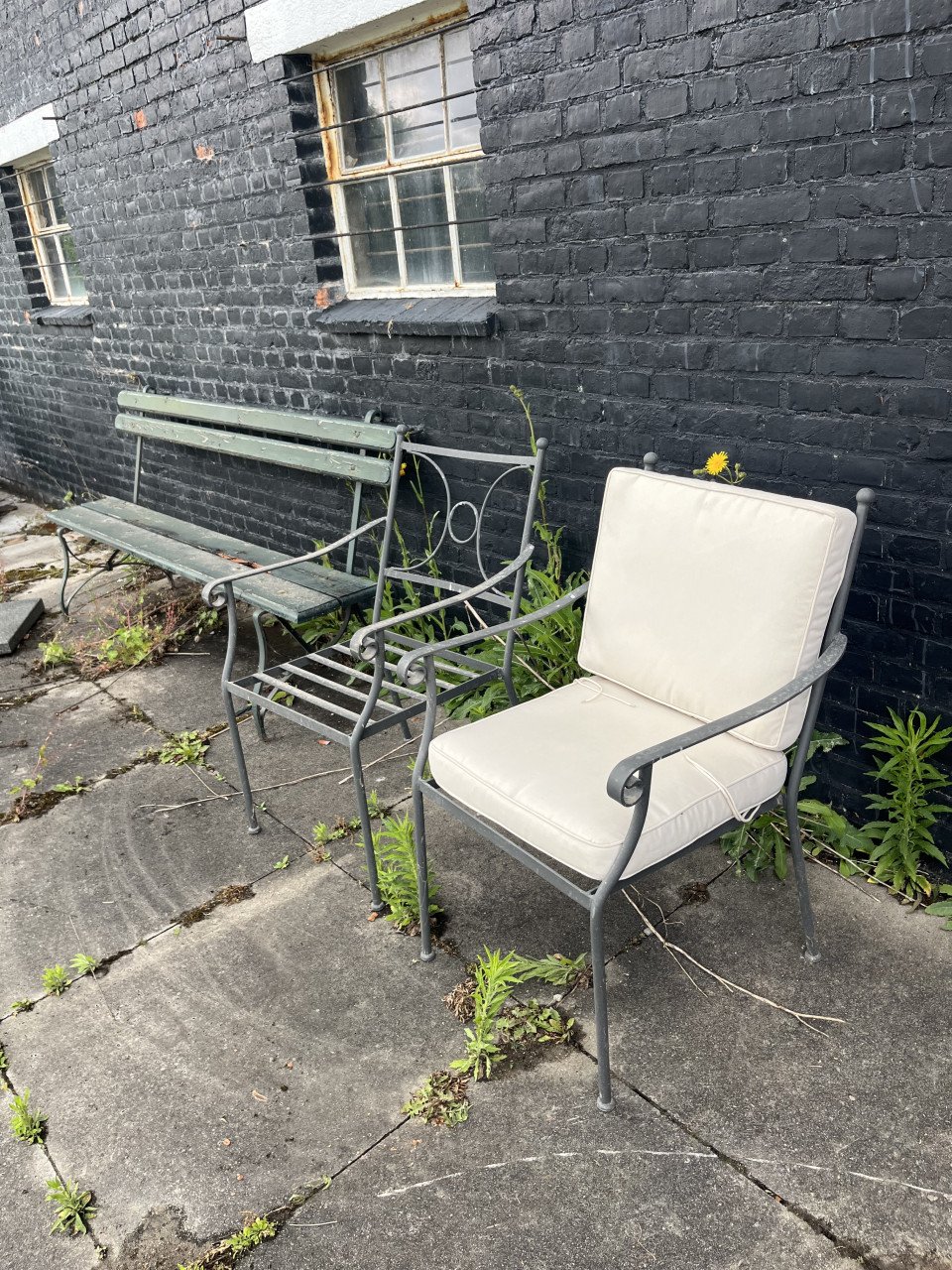 Metalen tuinstoelen met kussens