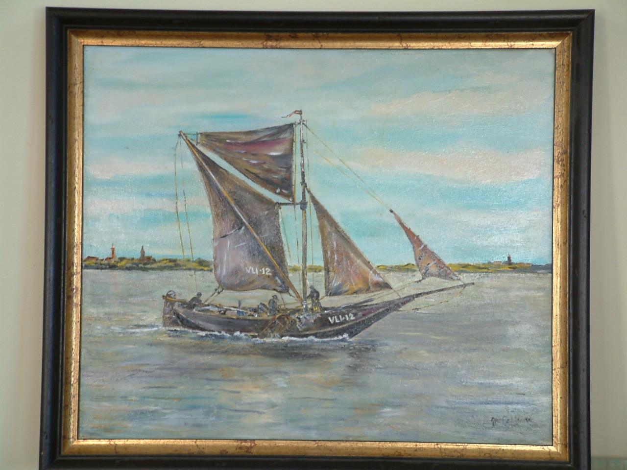 Schilderijen  oude visserij zeilers Jac Caljouw  Arnemuiden schilderijen