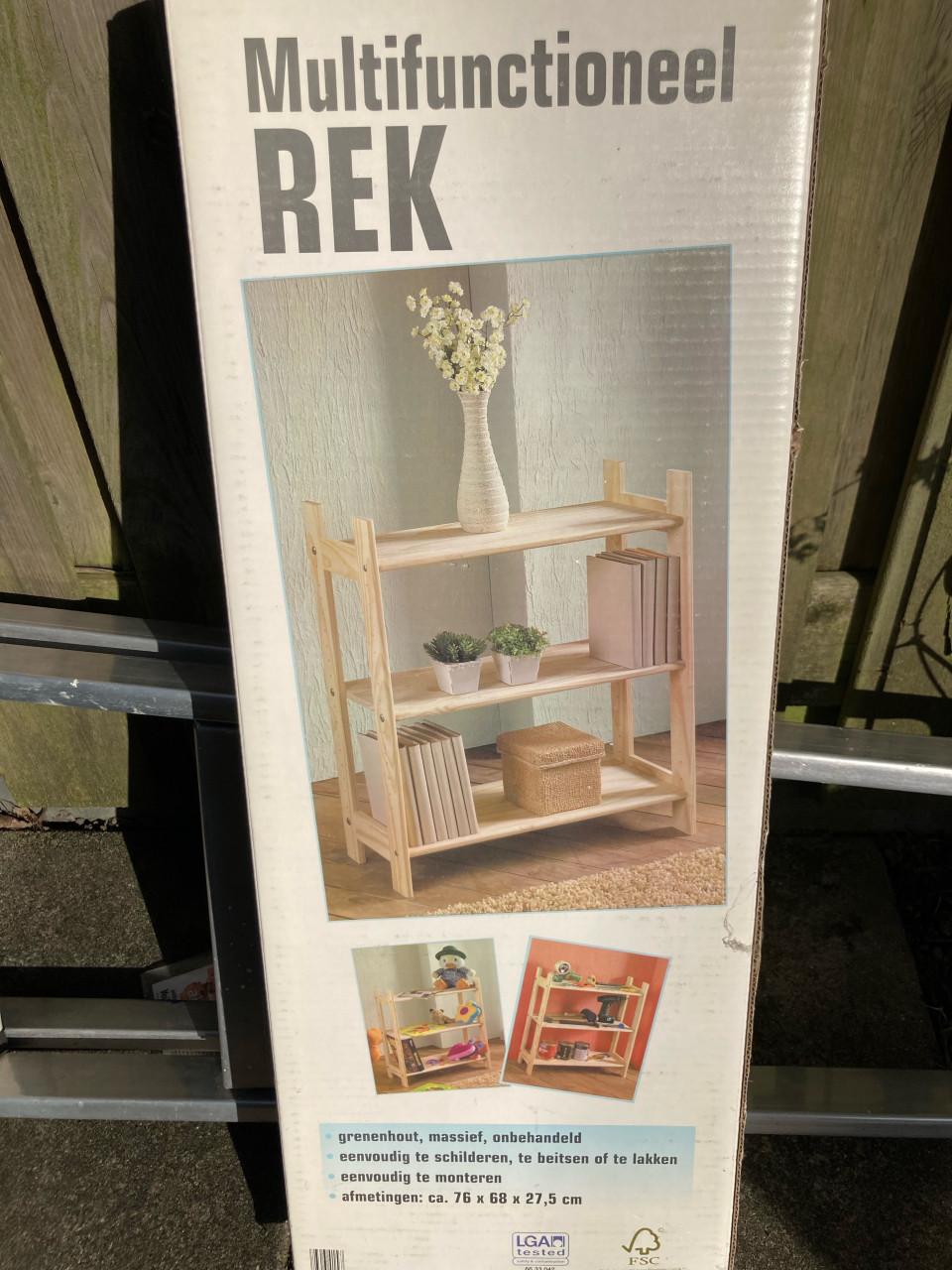 Massief grenen opbergrek, nieuw in de doos