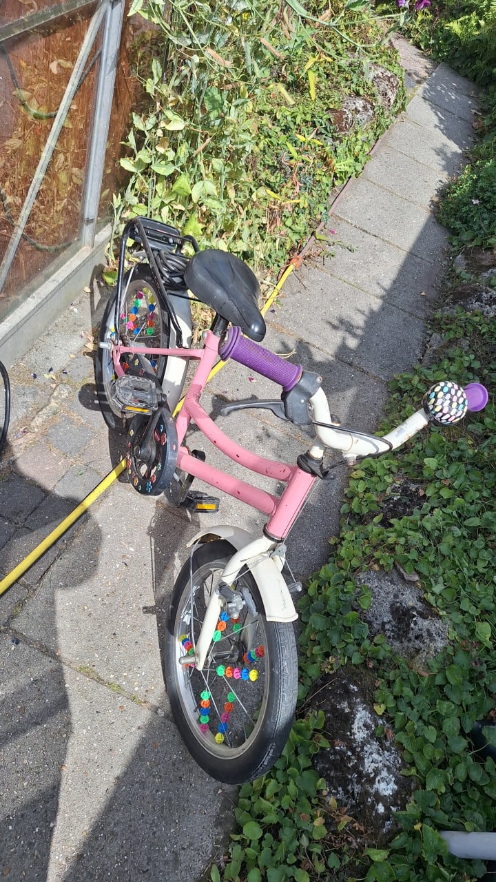 Roze meisje fiets 16 inch opknapperje.