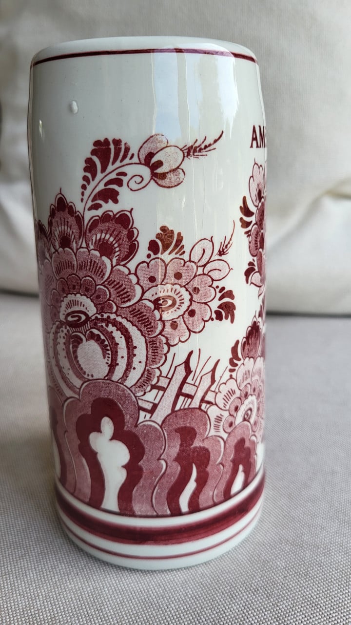 Amstel bierpul handpainted Red Delft, h 17 cm