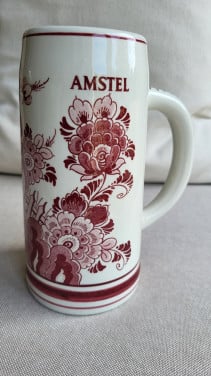Amstel bierpul handpainted Red Delft, h 17 cm