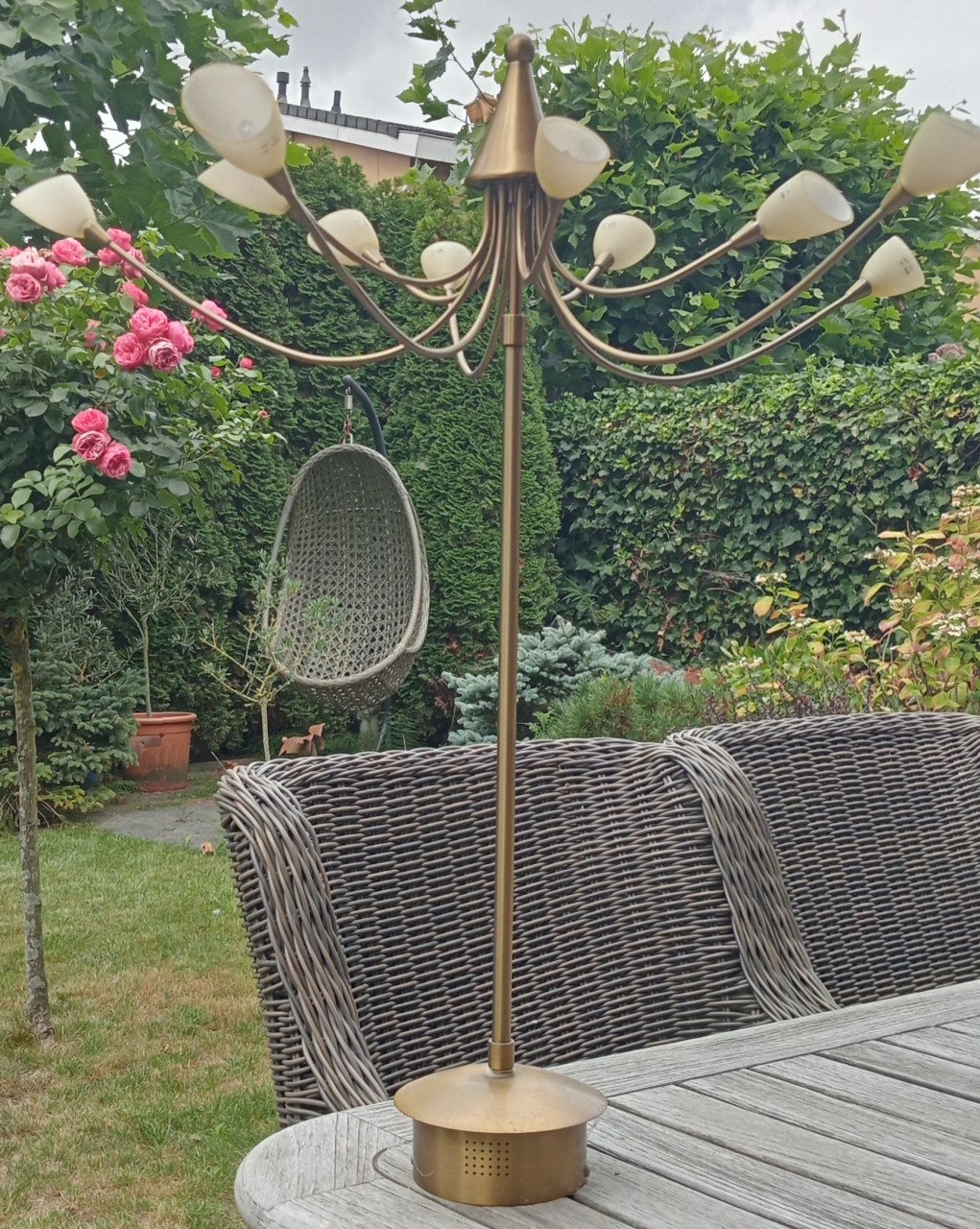 10 lichts, luxe hanglamp/ plafondlamp. koper/brons kleurig