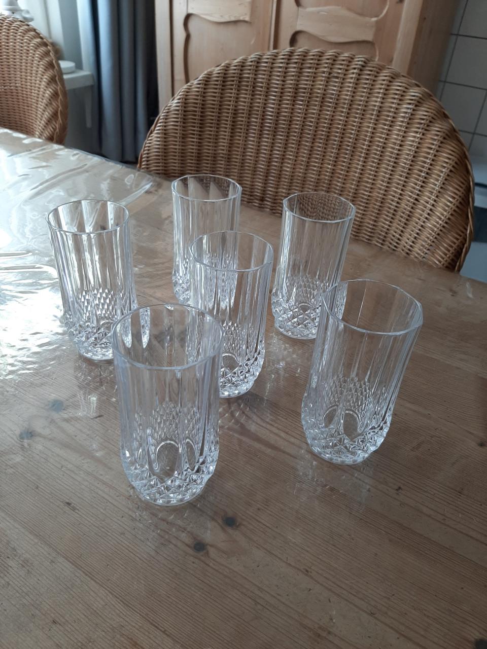 CRISTAL `D ARQUES , LONGCHAMP - 6 LIMONADE / WATER GLAZEN - ZWAAR KRISTAL