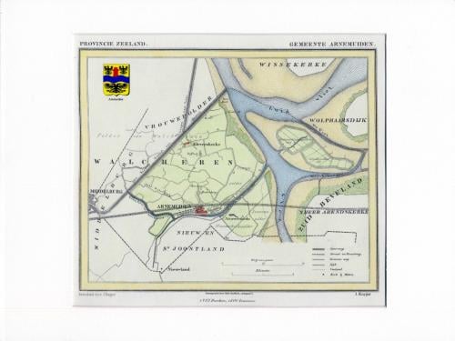 Gemeente kaartjes van J. Kuyper in kleur met Gemeente wapen