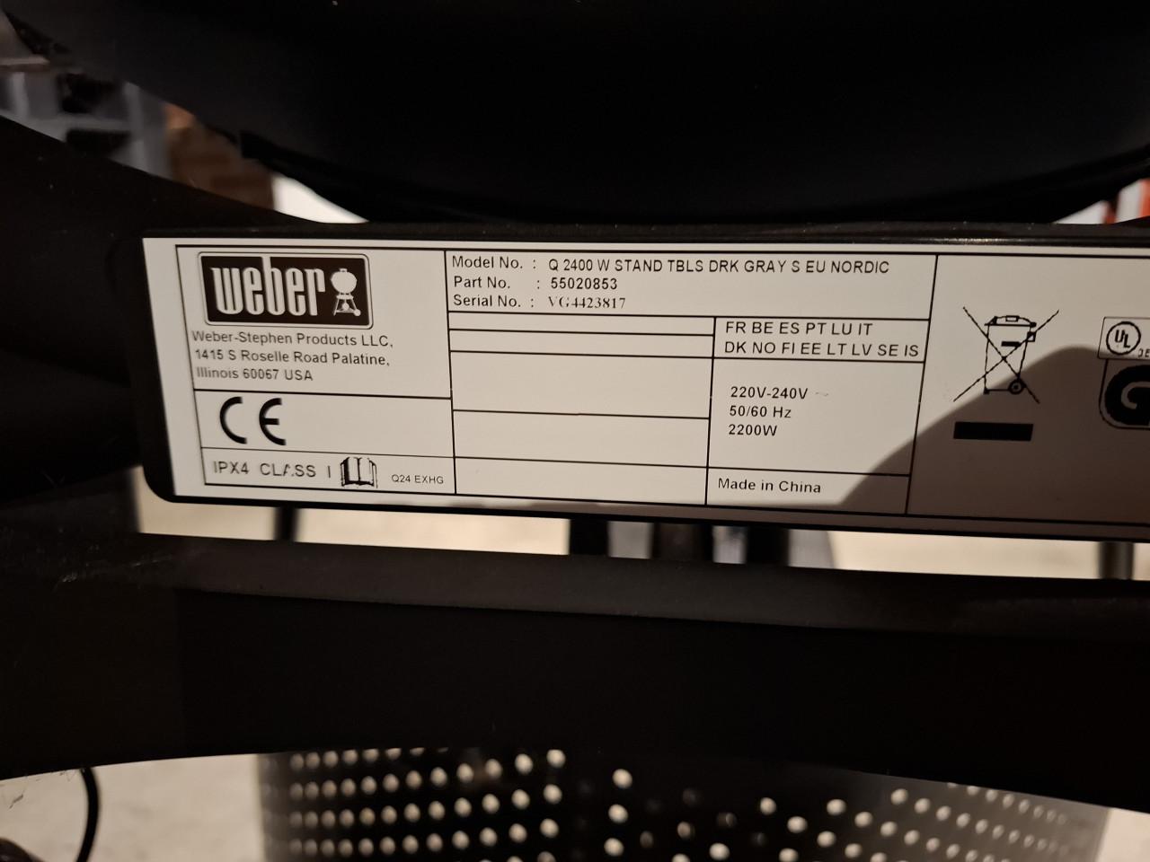 WEBER elektrische bbq  Q 2400+stand NIEUWSTAAT