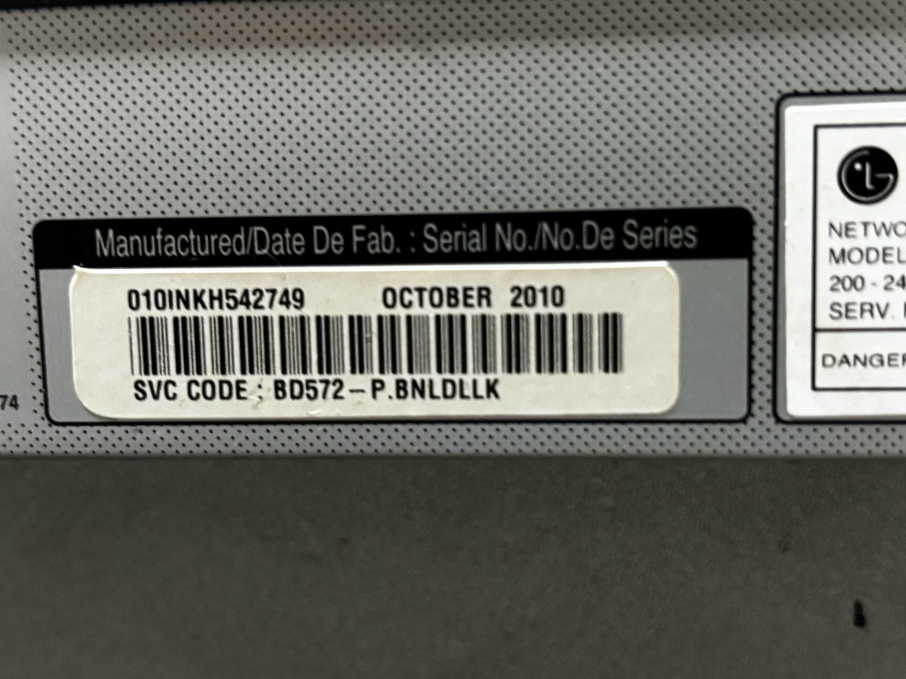 LG BD570 Blu-Ray speler