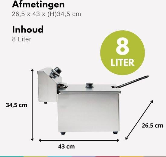 HENDI Friteuse - 8L - roestvrij staal - koude zone -NIEUW