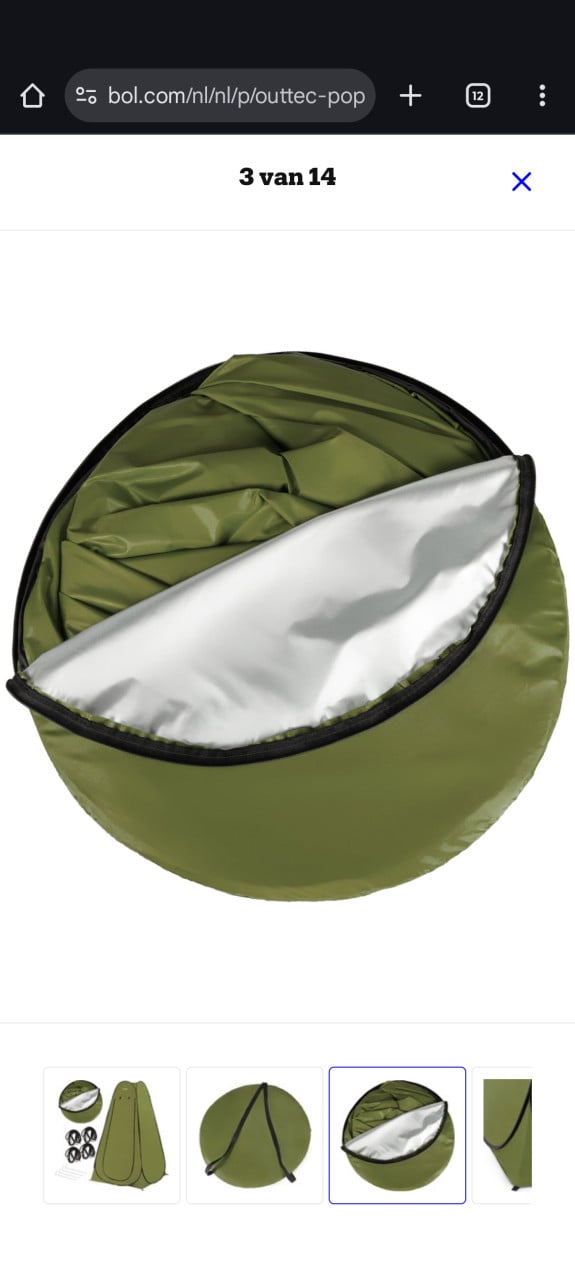Nette groene douchetent, hoge tent, toilet tent inklapbaar.
