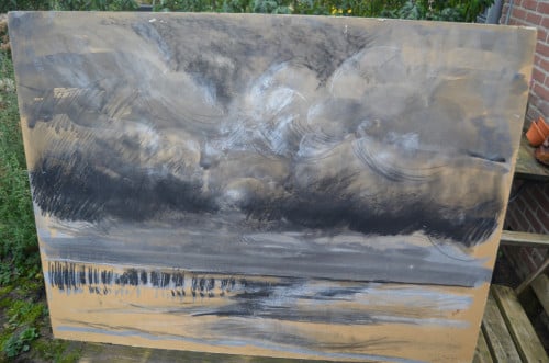 Giga schilderij Anton Burger 'Storm boven paalhoofd' Zeeuws dus!