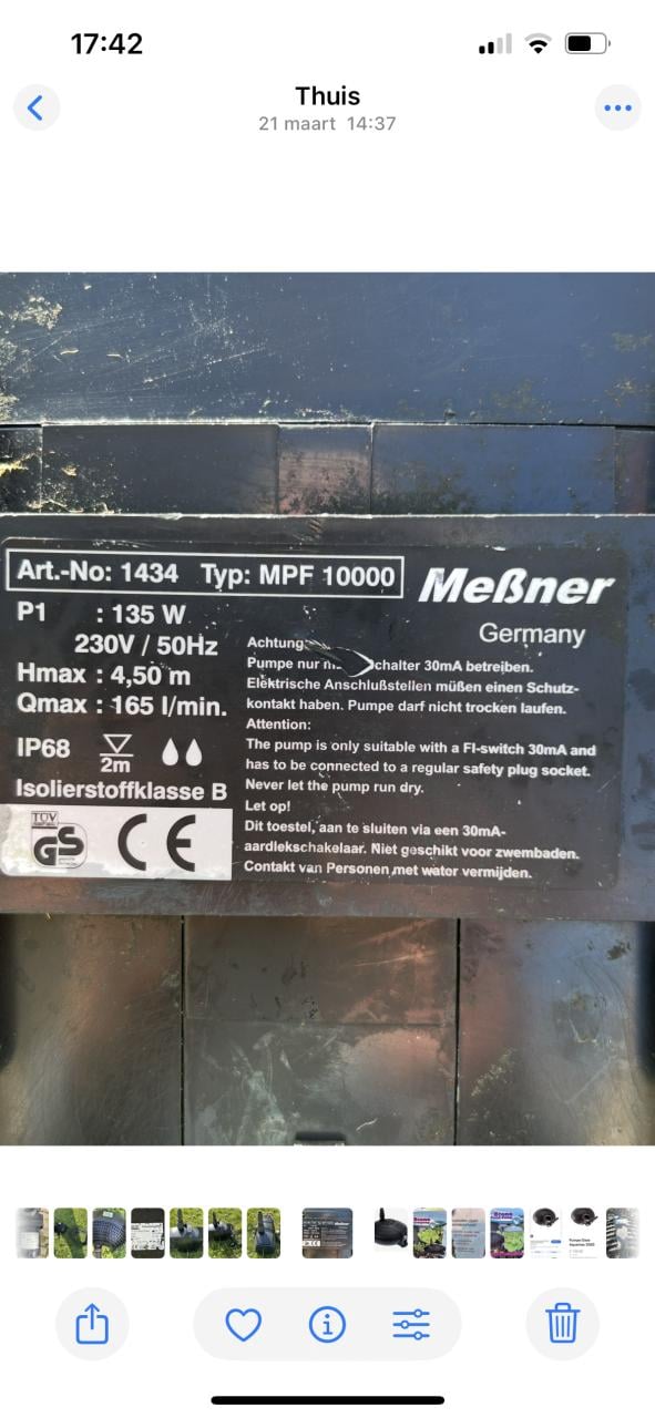 Te koop Messner mpf 10000 sterke en zuinige Vijverpomp en 10000 lpu