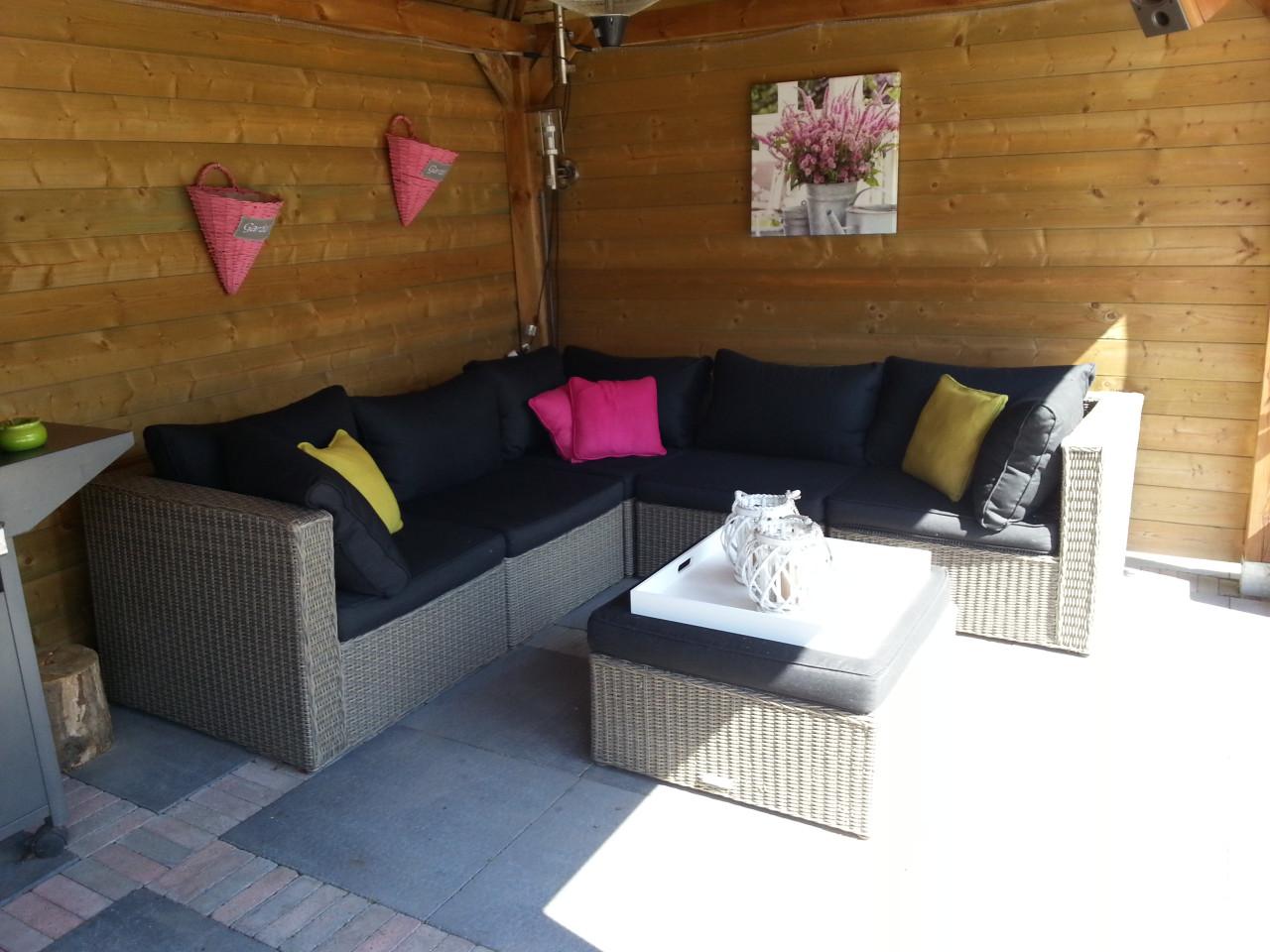 Loungeset met kussens en hocker