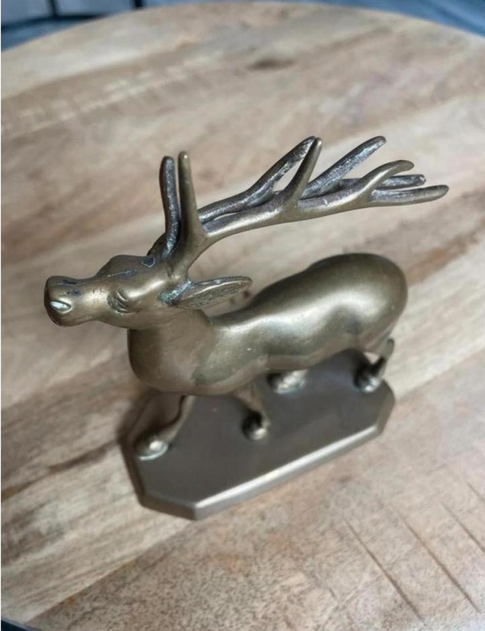 Bronzen beeldje hert antiek vintage