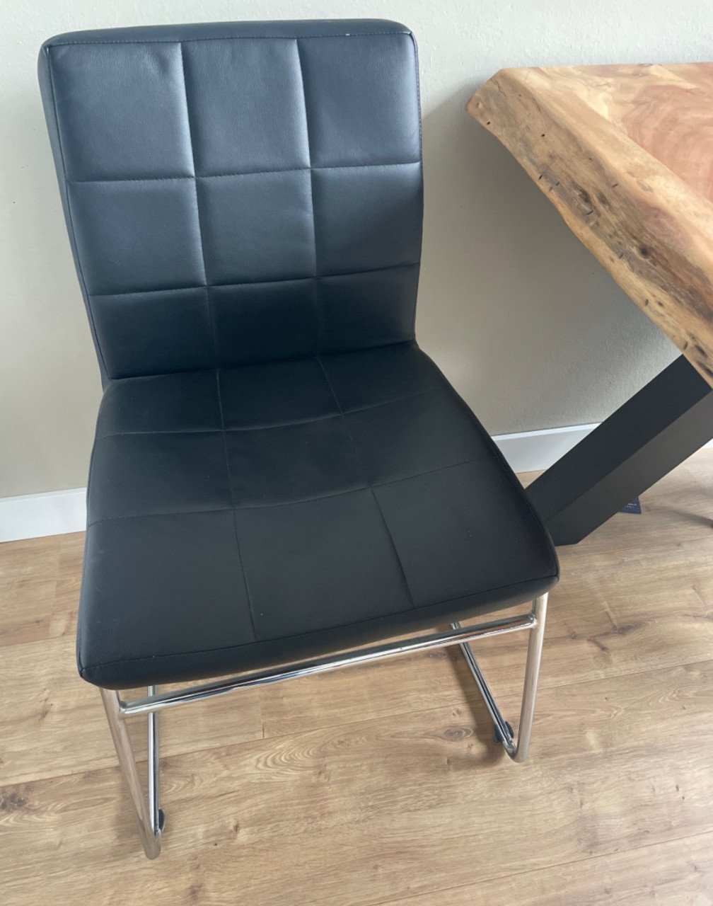 2x kunst lederen stoelen eetkamerstoel