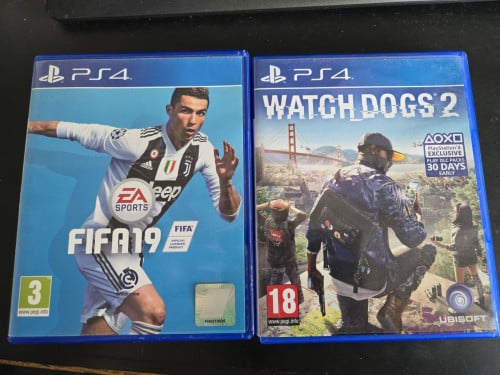 PS4 spellen Fifa 19, Watchdogs 2