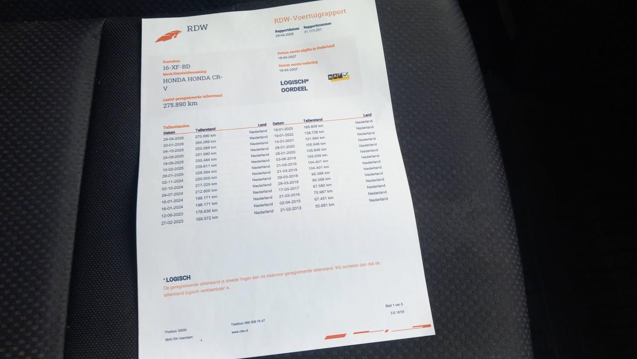Honda CR-V 2.0 i Elegance 5drs bj:2007 airco lm-velgen apk 2027 !!