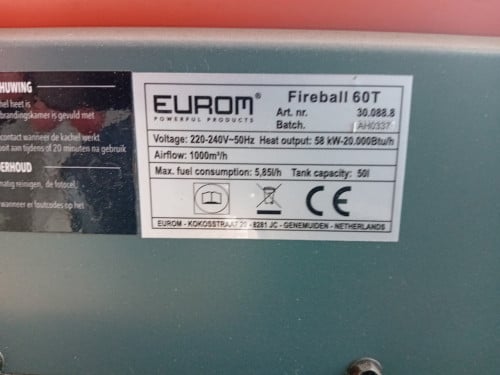 Diesel kachel werkplaats kachel