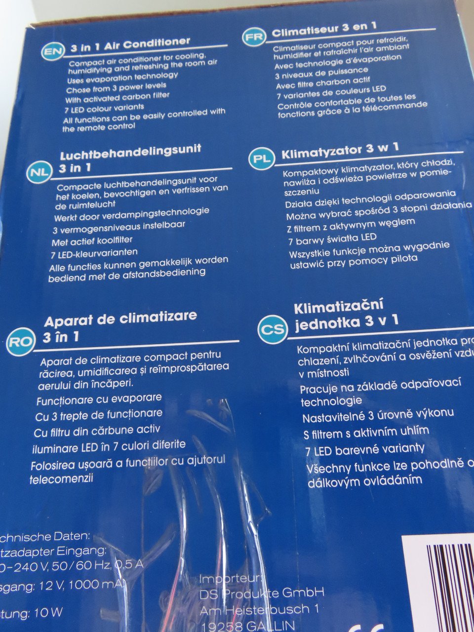 Tafel airco Met waterreservoir Zonder afstandsbediening Met Ledverlichting