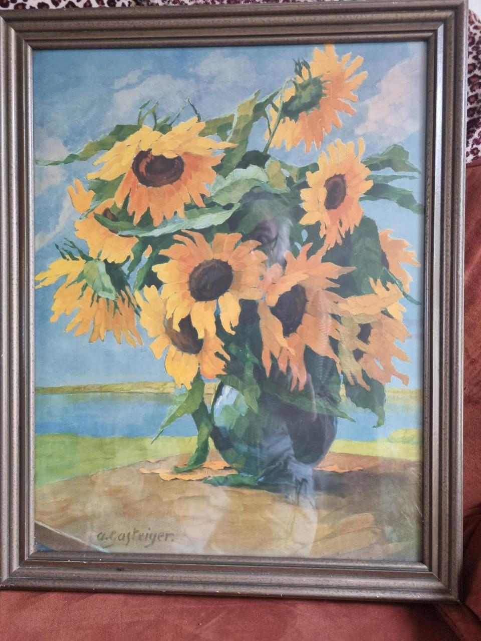 Schilderij Zonnebloemen gesigneerd A.Gasteiger