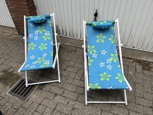 2 Strandstoelen bloem motief