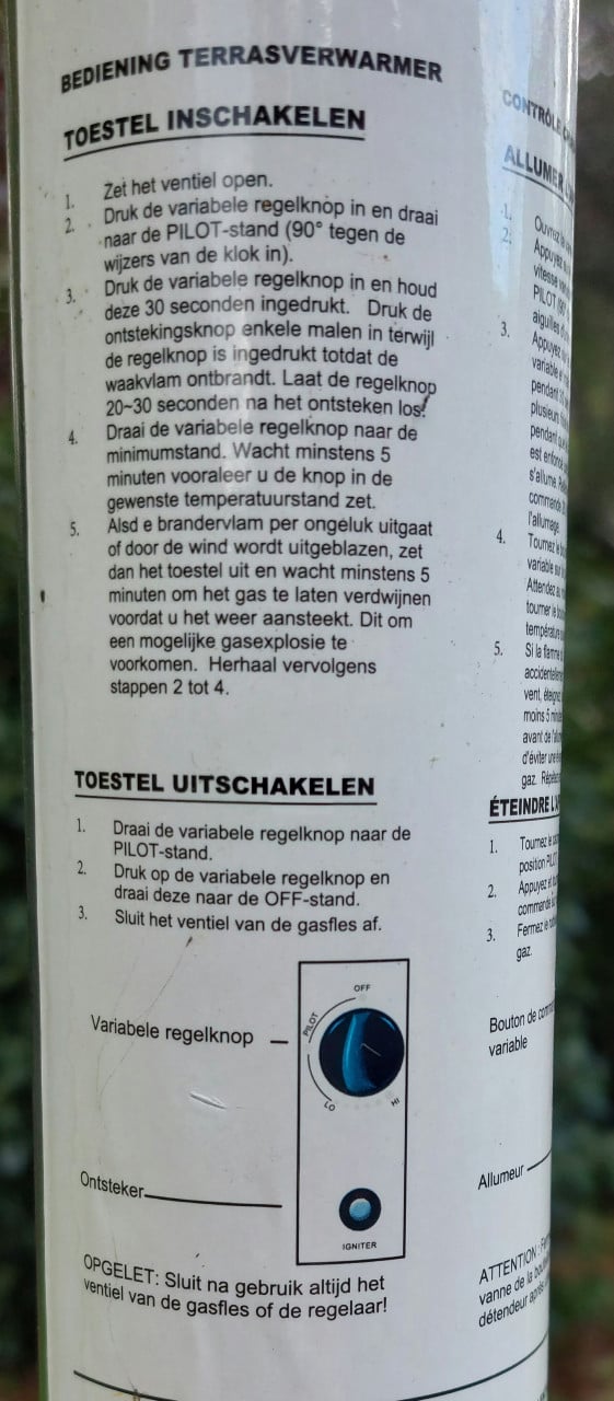 Terrasverwarming zgan, één keer gebruikt.