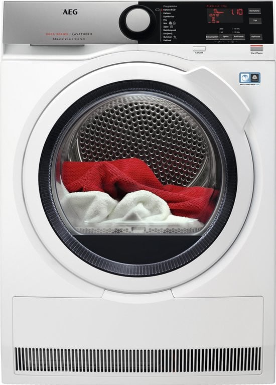 AEG T8DE95EW  8000 serie AbsoluteCare Wasdroger A++ Warmtepompdroger 9kg.