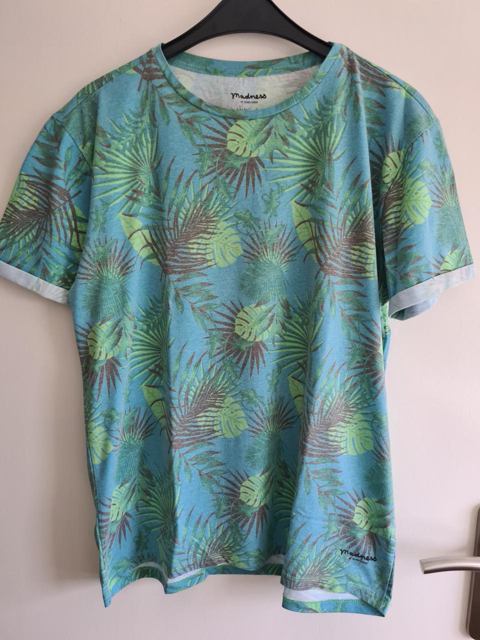 Madness blauw / groen print shirt Maat XL