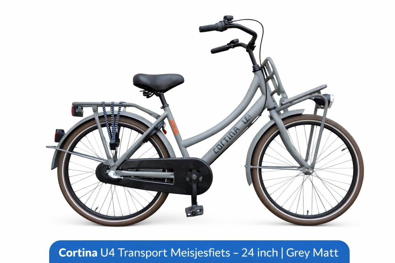 🚲 Cortina U4 Transport Meisjesfiets – 24 inch | Grey Matt