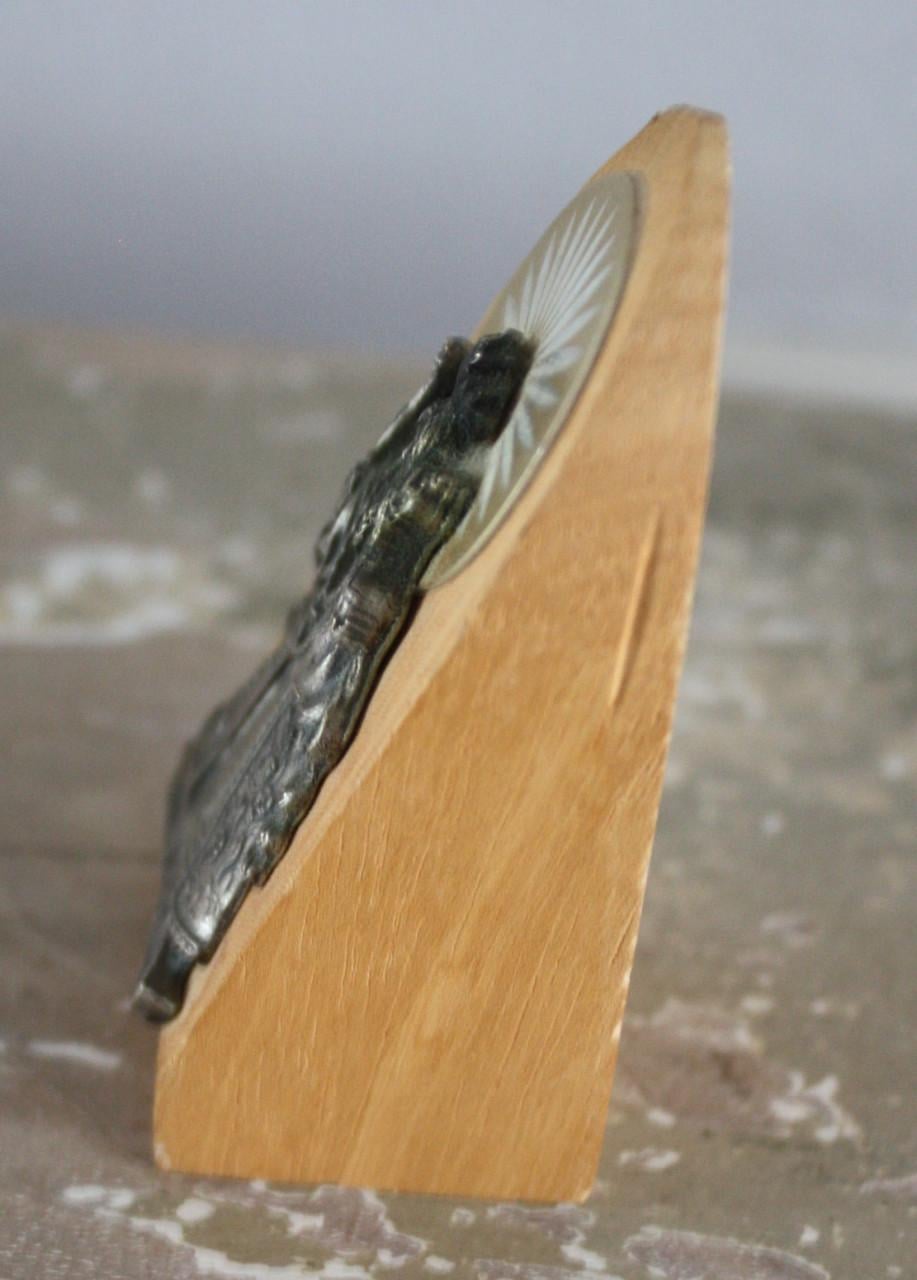 Houten beeldje met afbeelding maria kevelaer