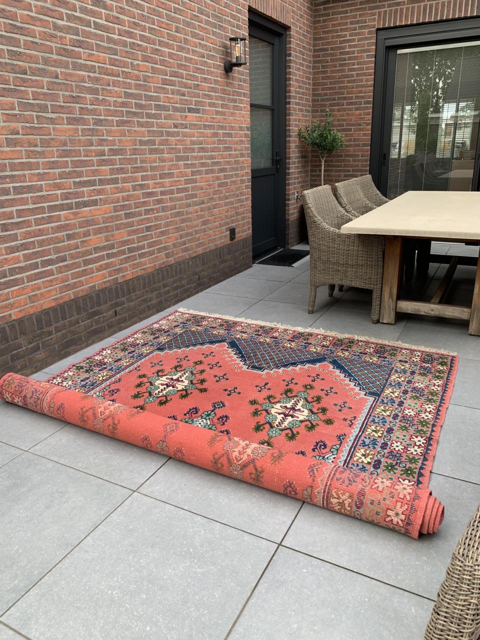 💐Prachtig Sfeervol Kleurrijk Handgeknoopt Vintage Vloerkleed💐