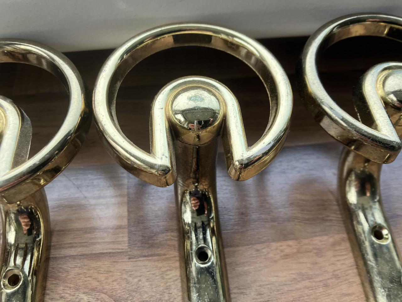 Vintage messing kapstokhaken 7st