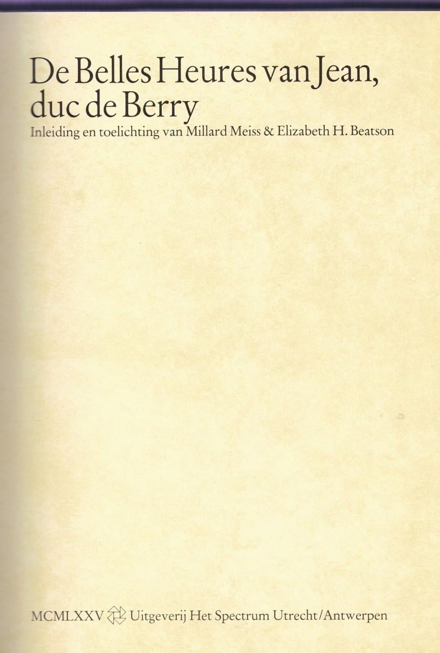 De Belles Heures van Jean duc de Berry, Kunstboek