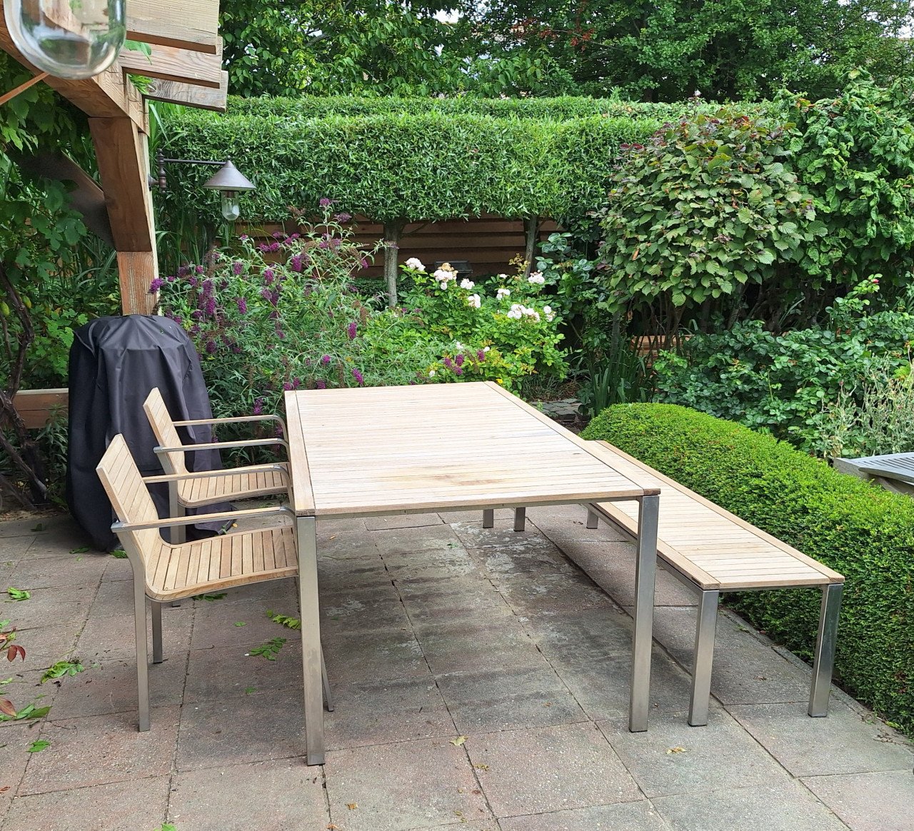 RVS en teakhouten tuinset