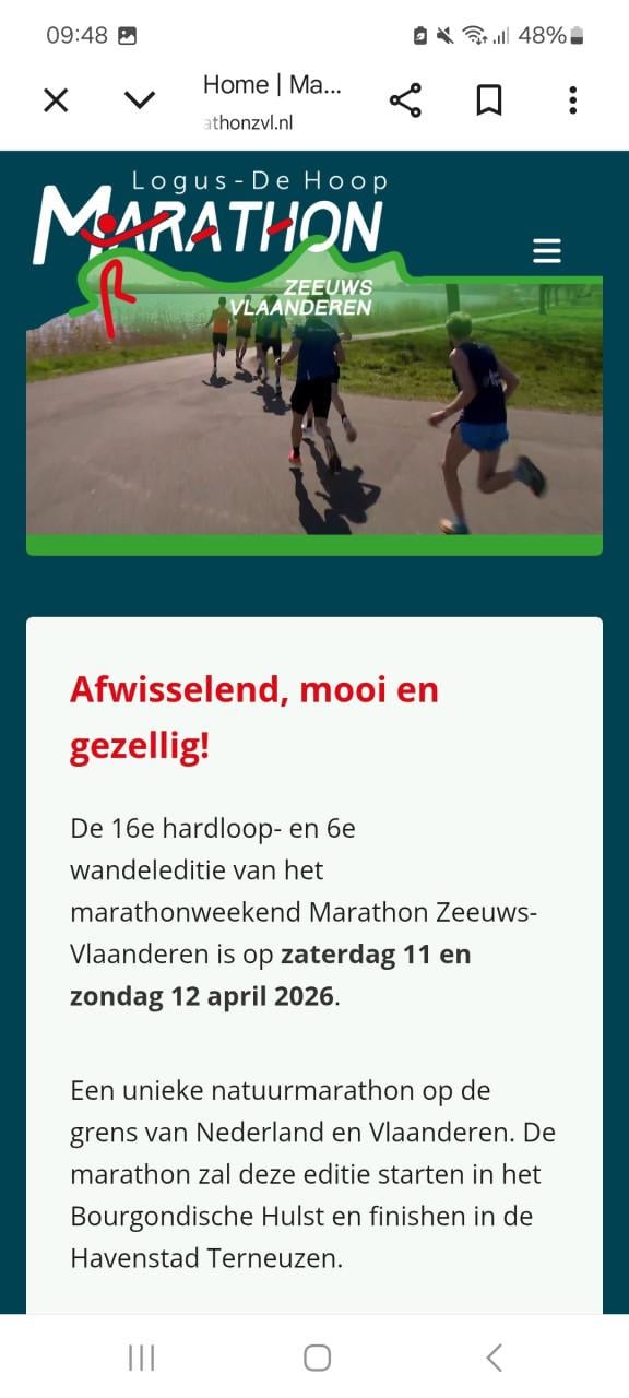Kaart Marathon Zeeuws-Vlaanderen