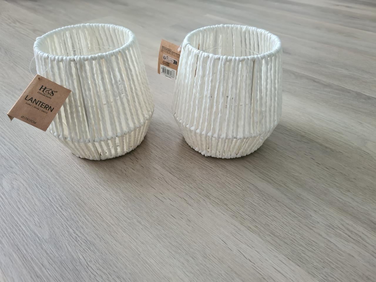 Windlichten raffia met glas NIEUW!