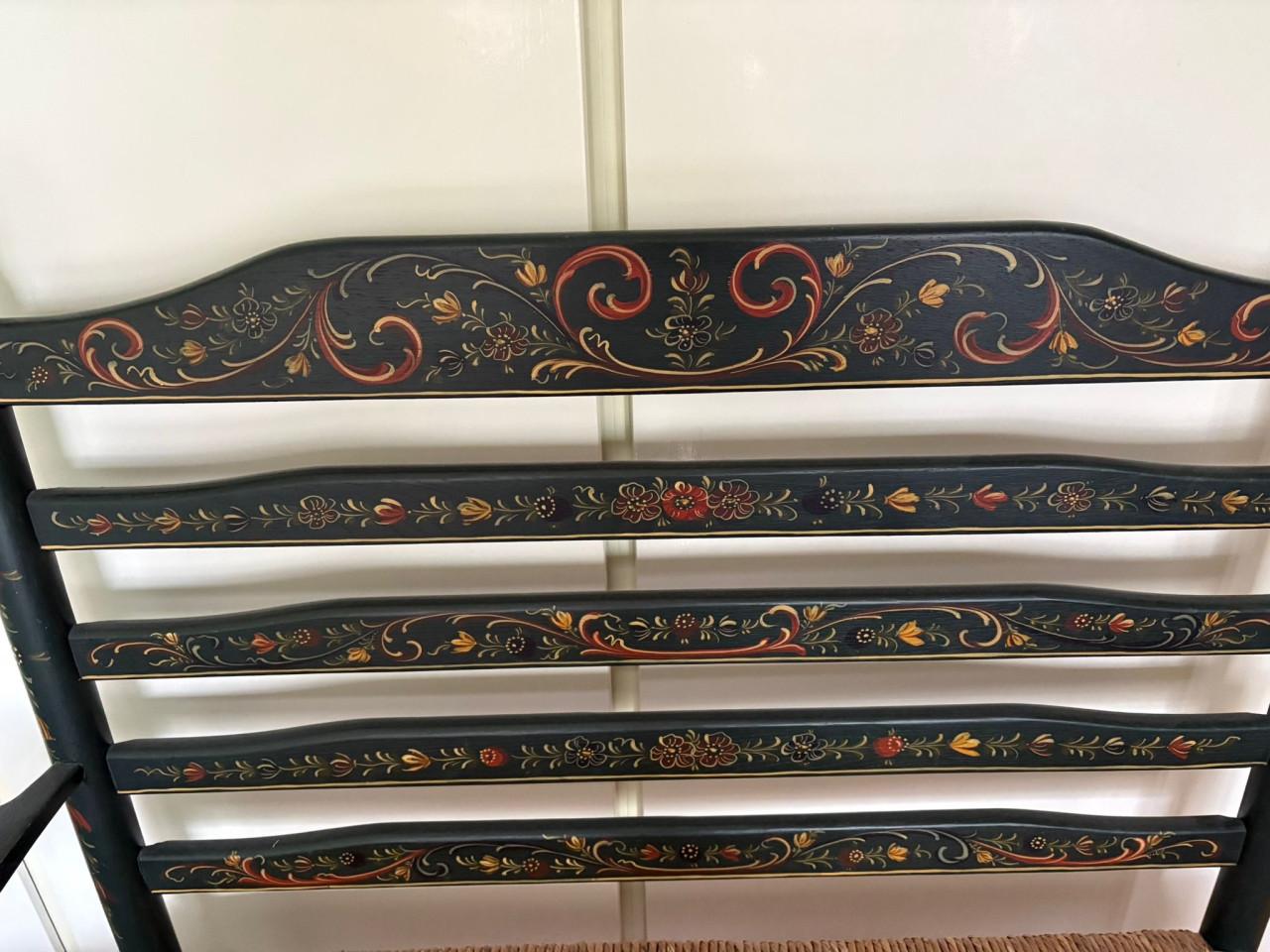 Bankje met rieten zitting