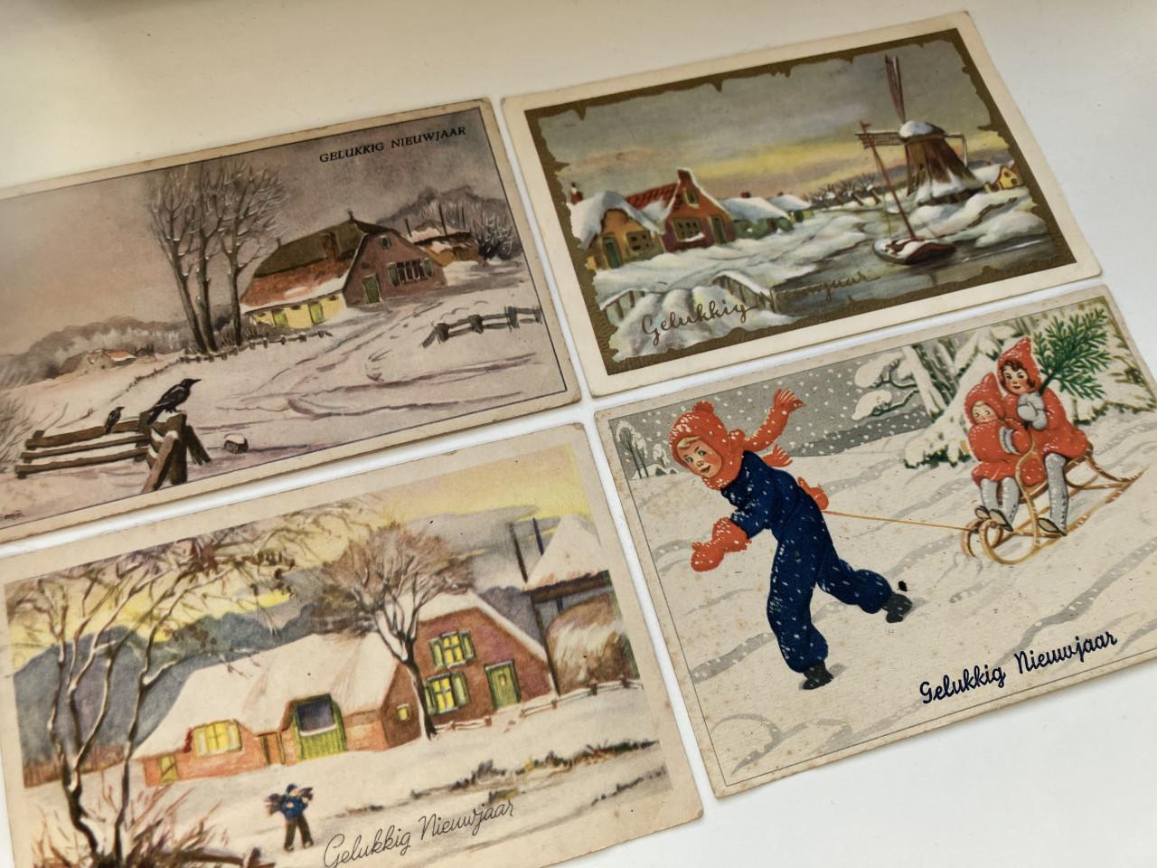 Nieuwjaarskaart 4st ca. 1940-1950