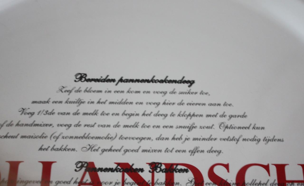 Pannenkoek bord met tekst