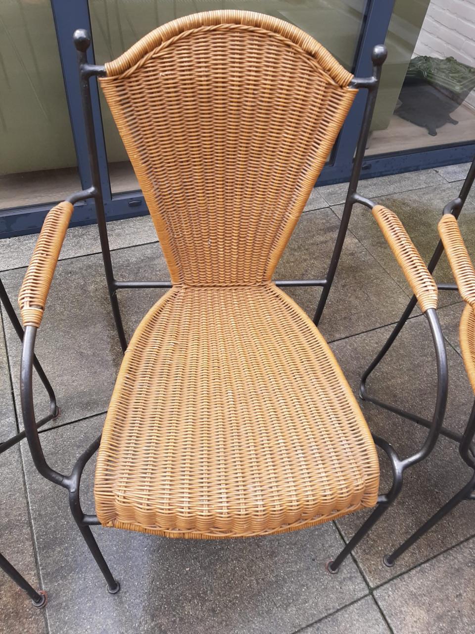Stoelen riet met ijzer 3 stuks