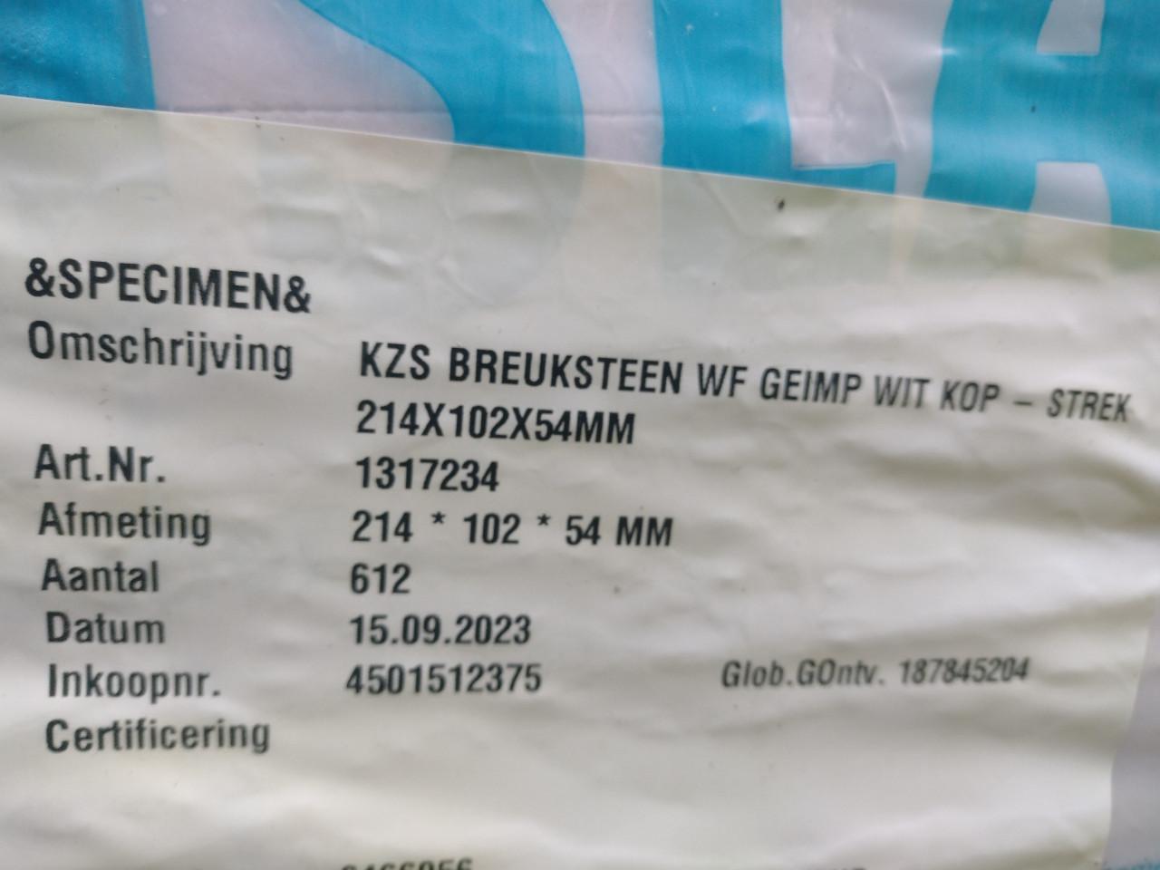 KZK Breuksteen WF Geïmpregneerd Wit Kop – ca. 900 stuks