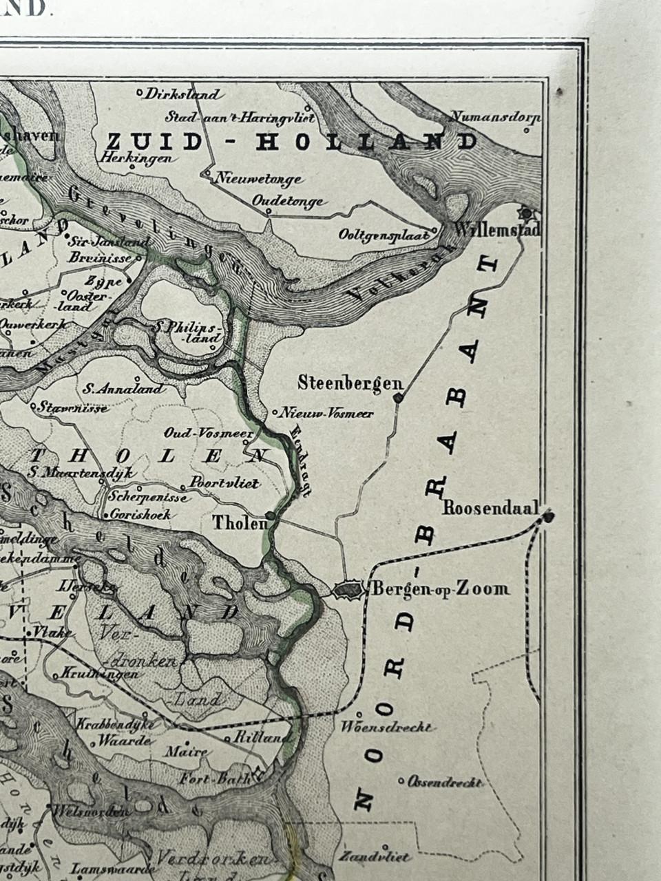 Historische kaart Zeeland, cartografie 1865