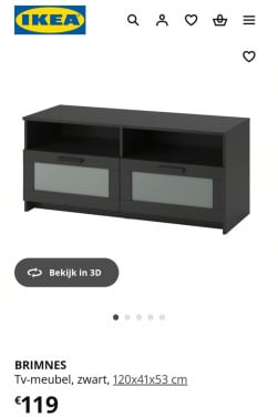 Brimnes Ikea tv meubel 120x41x53 cm zwart