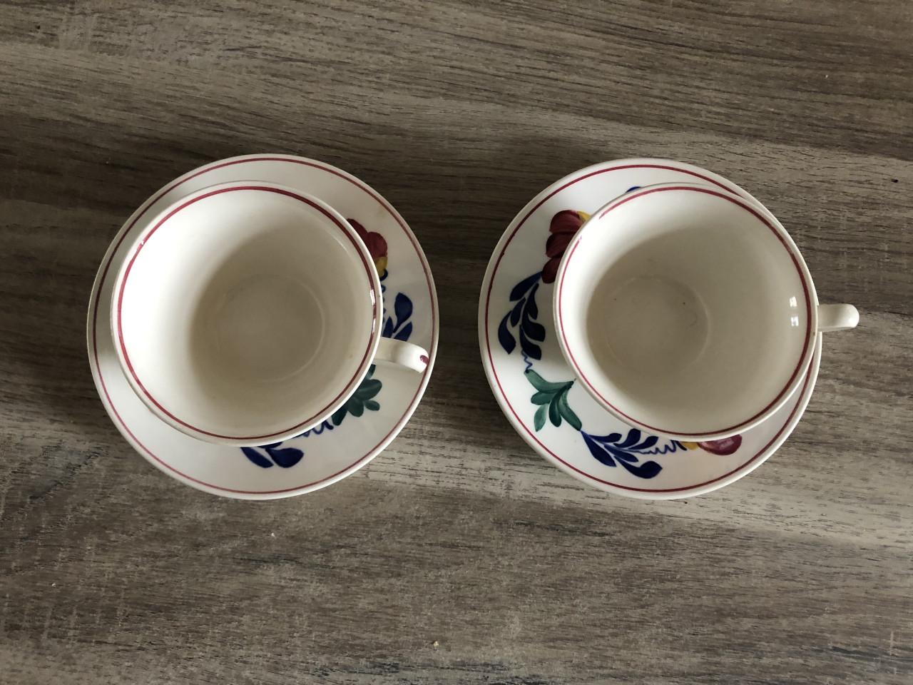 2 vintage boerenbont kop en schotels